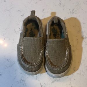 Toddler boy, khaki boat shoes, size 5